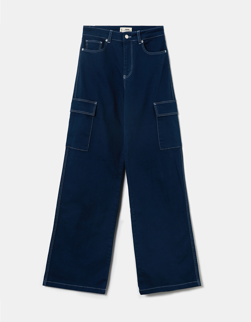 TALLY WEiJL, Pantalon Cargo Taille Haute Bleu for Women