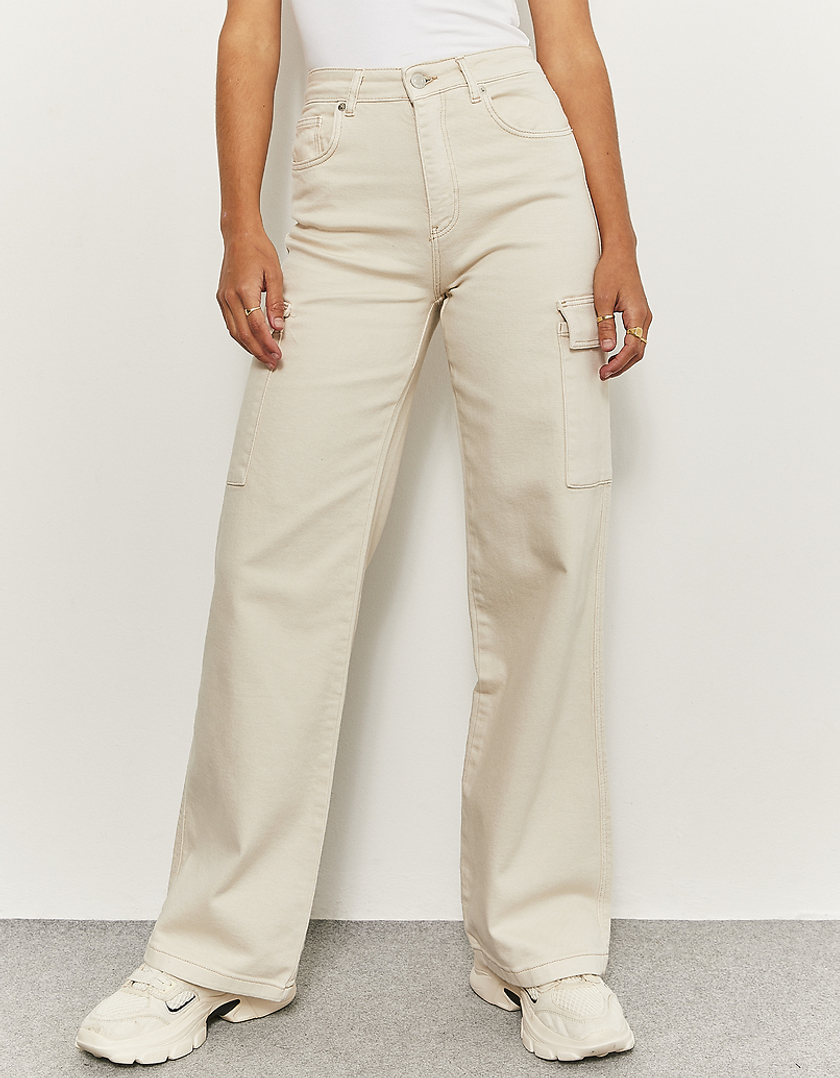 TALLY WEiJL, Pantalon Taille Haute Cargo Blanc  for Women