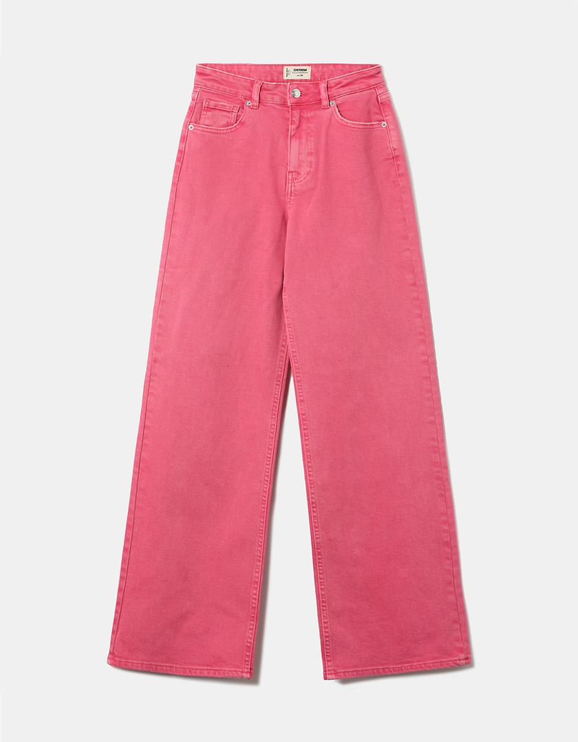 TALLY WEiJL, Pink High Waist Wide Leg Trousers for Women