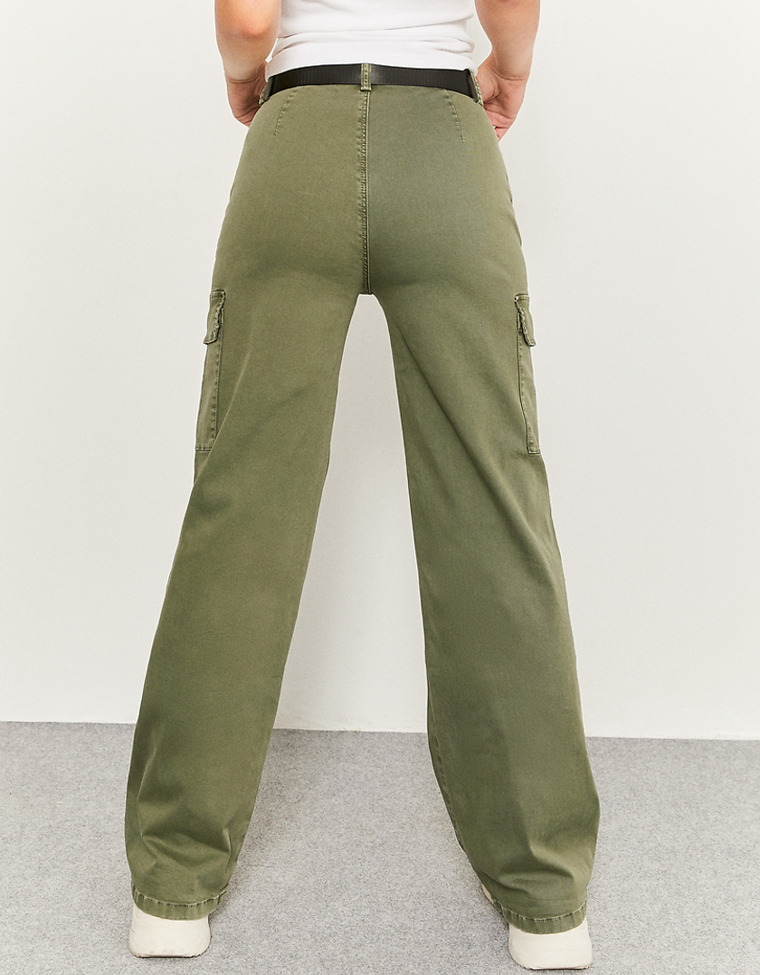 TALLY WEiJL, Zielone spodnie bojówki z wysokim stanem for Women