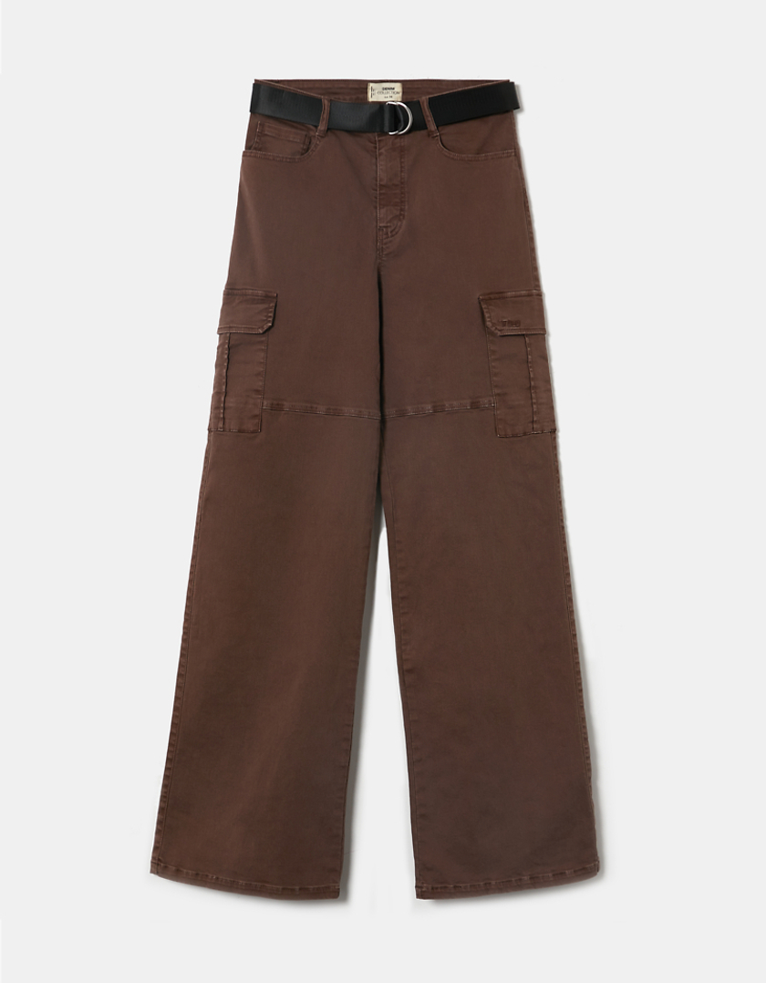 TALLY WEiJL, Brown Cargo Trousers With Belt for Women
