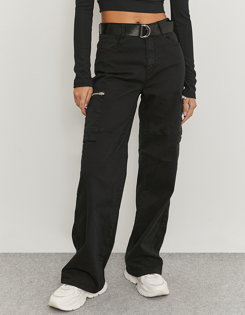 TALLY WEiJL, Pantalon Cargo Taille Haute Noir for Women