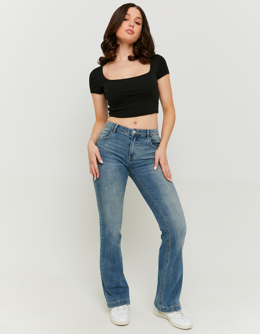 Jean Bootcut Bleu Taille Mi-Haute