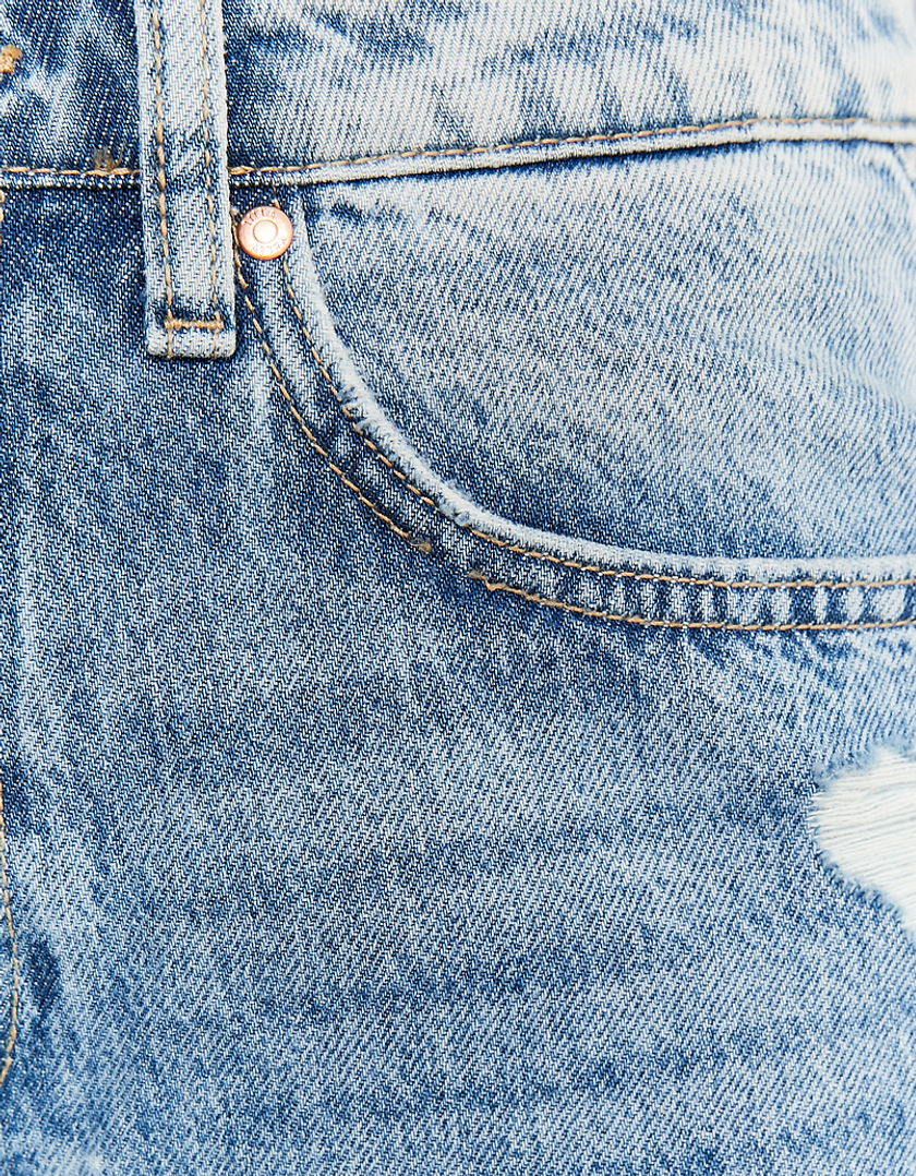 TALLY WEiJL, Jeans Dad Con Strappi A Vita Alta Blu  for Women