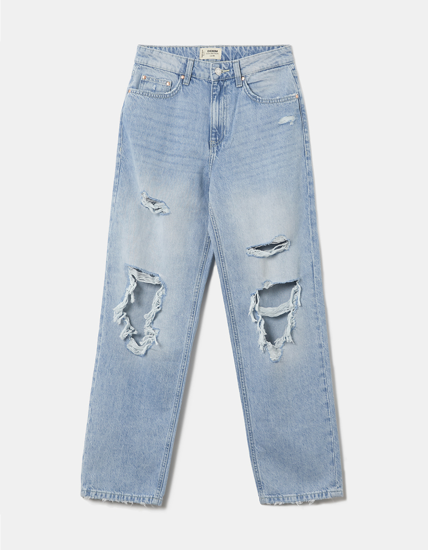 TALLY WEiJL, Dad Jeans a Vita Alta Blu  for Women