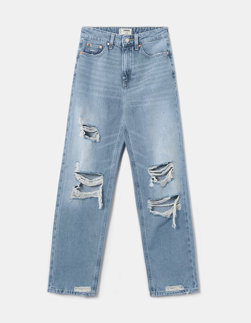 TALLY WEiJL, Jeans Dad A Vita Alta Blu  for Women