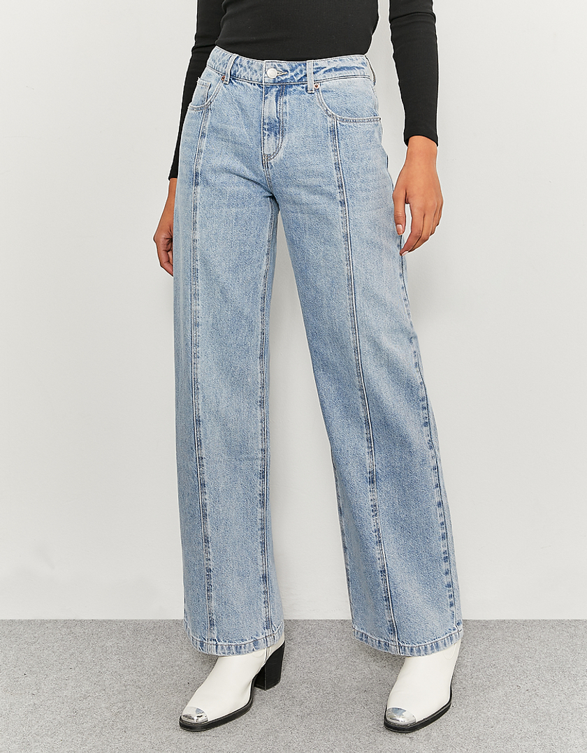TALLY WEiJL, Mid Waist Wide Leg Jeans With Cargo Back Pockets for Women