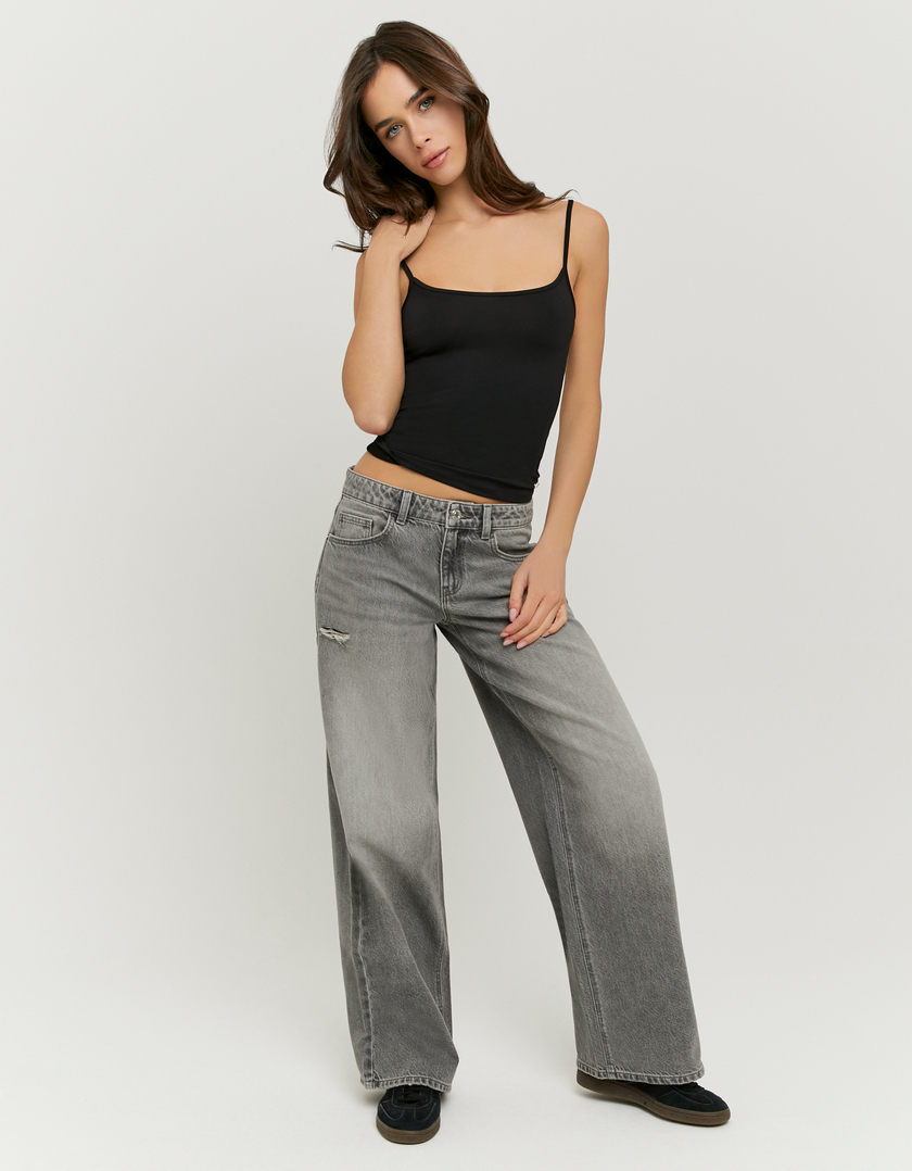Jeans Grigi Baggy a vita bassa