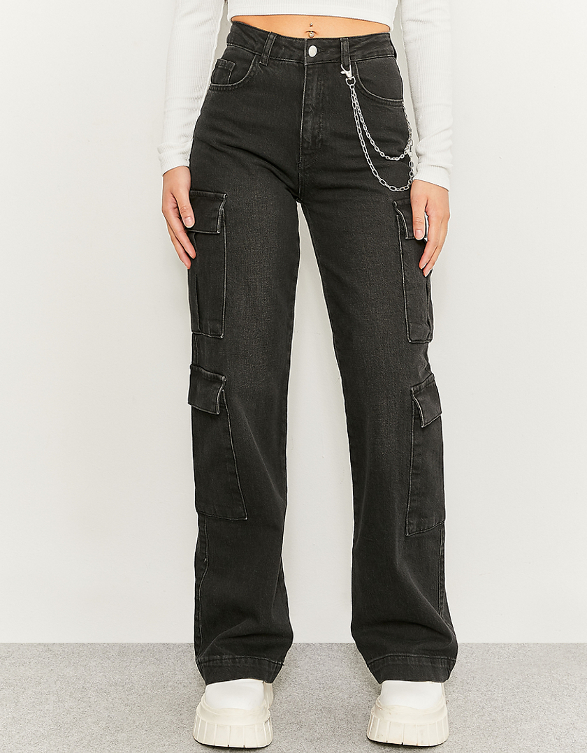 TALLY WEiJL, Black High Waist Cargo Jeans for Women