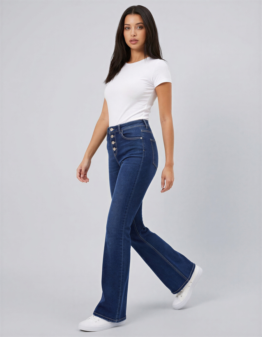Jeans Blu a Vita Alta Flare