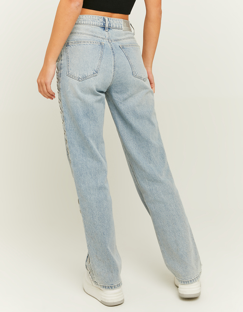 TALLY WEiJL, Straight Leg Jeans mit seitlicher Strass-Schnürung for Women