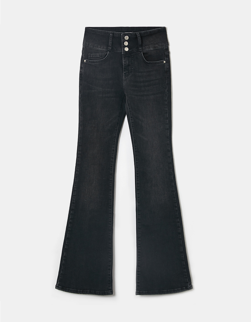 TALLY WEiJL, Black High Waist  Flare Jeans for Women