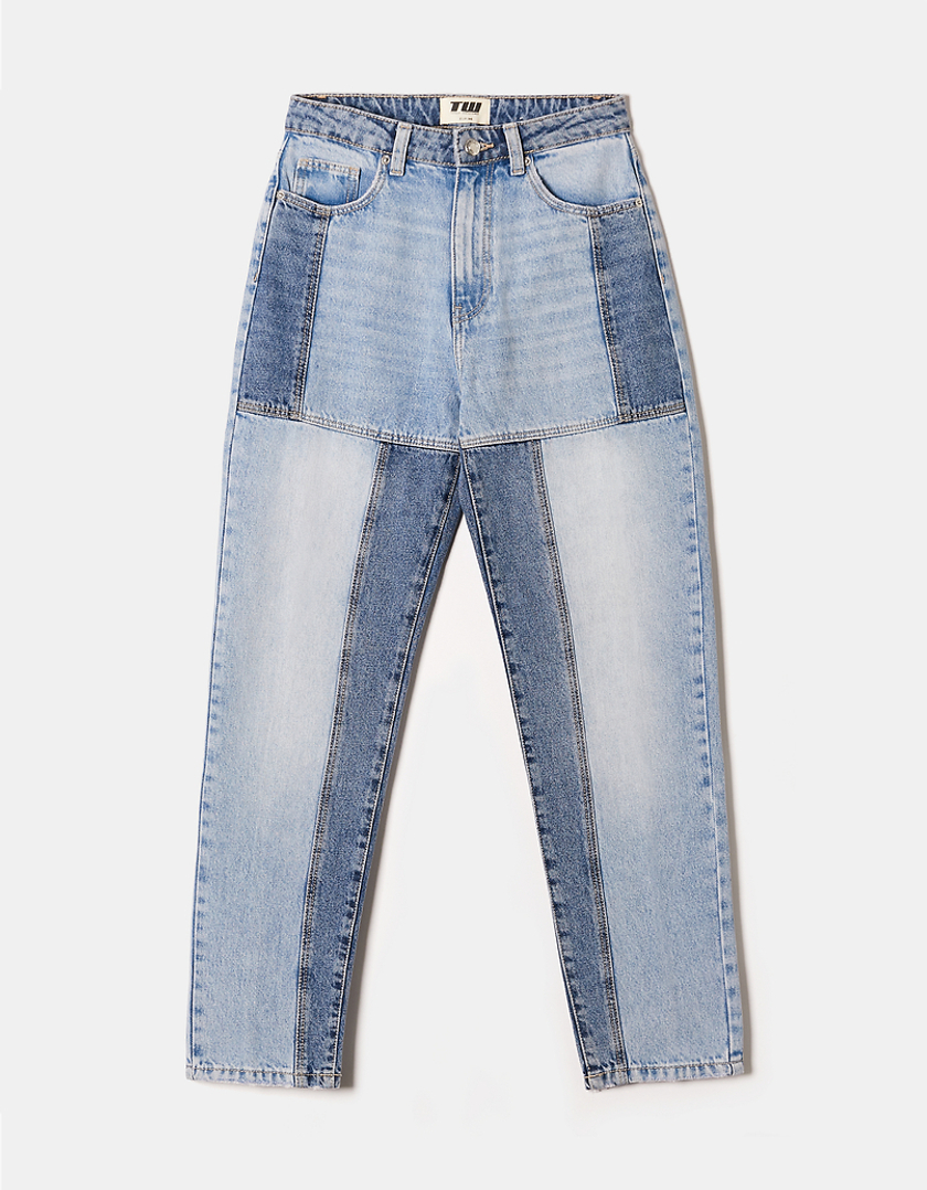 TALLY WEiJL, Jeans Mom a Vita Alta con Patchwork for Women