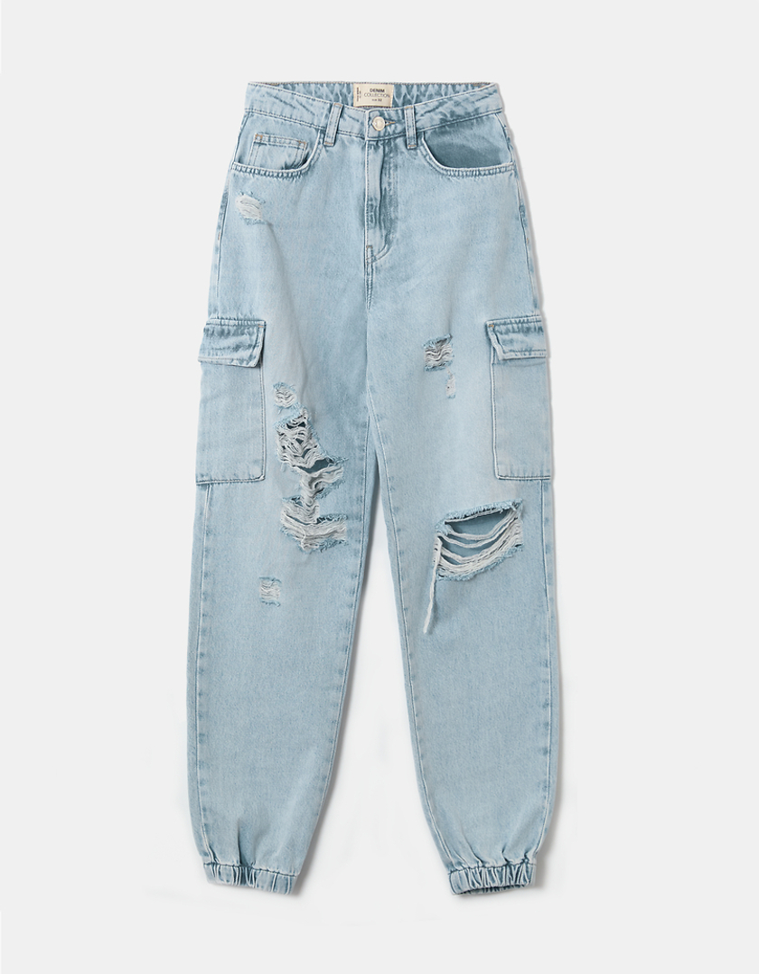 TALLY WEiJL, Jeans Cargo Taille Haute Bleu for Women