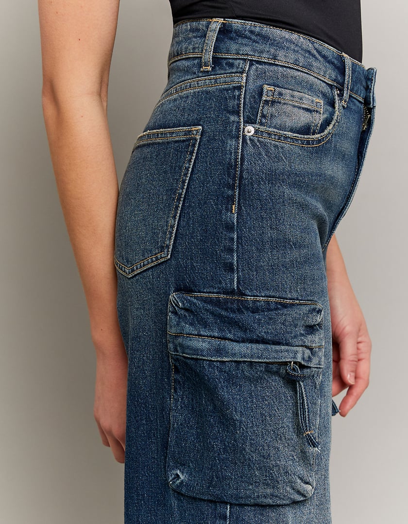 TALLY WEiJL, Jeans Cargo Wide Leg a Vita Alta for Women