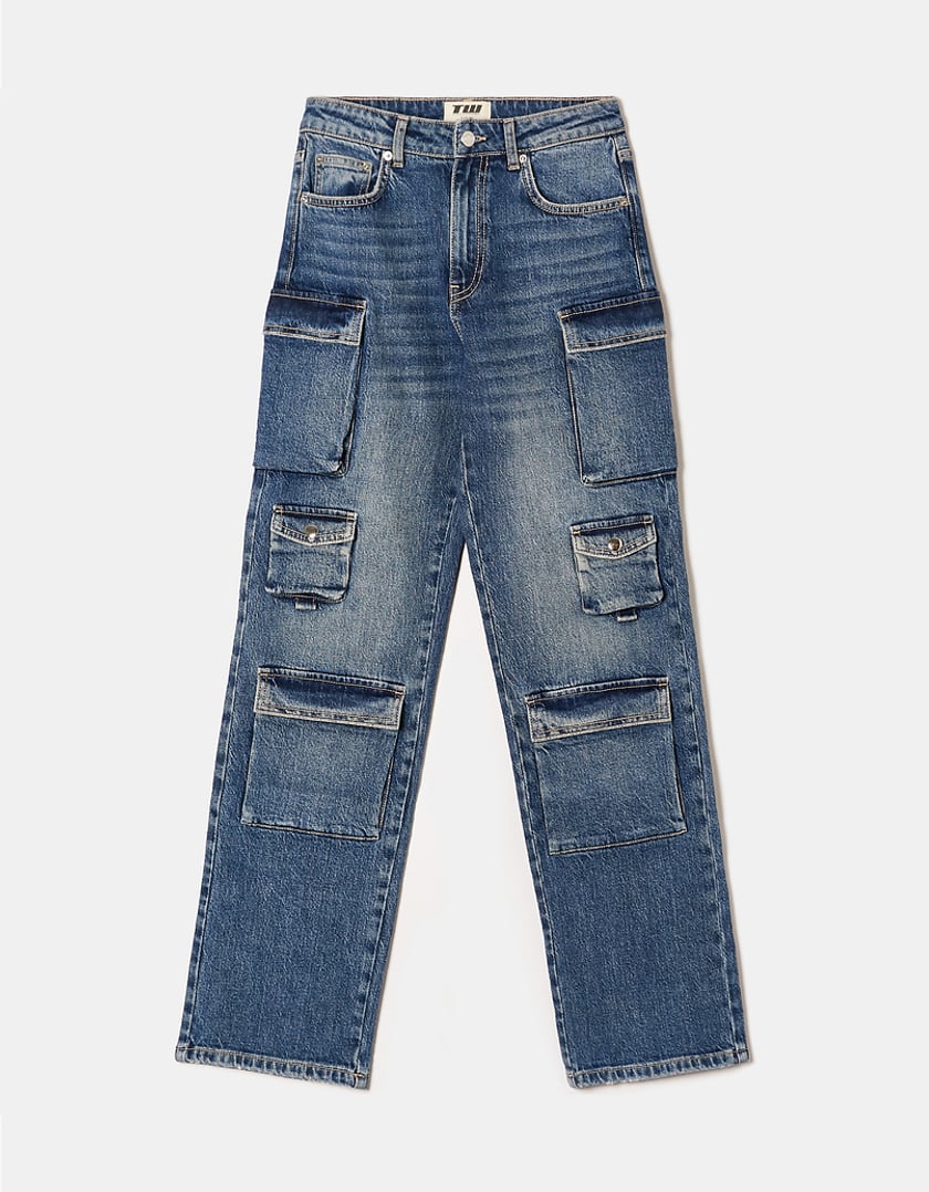 TALLY WEiJL, Mid Waist Multipocket Cargo Jeans for Women