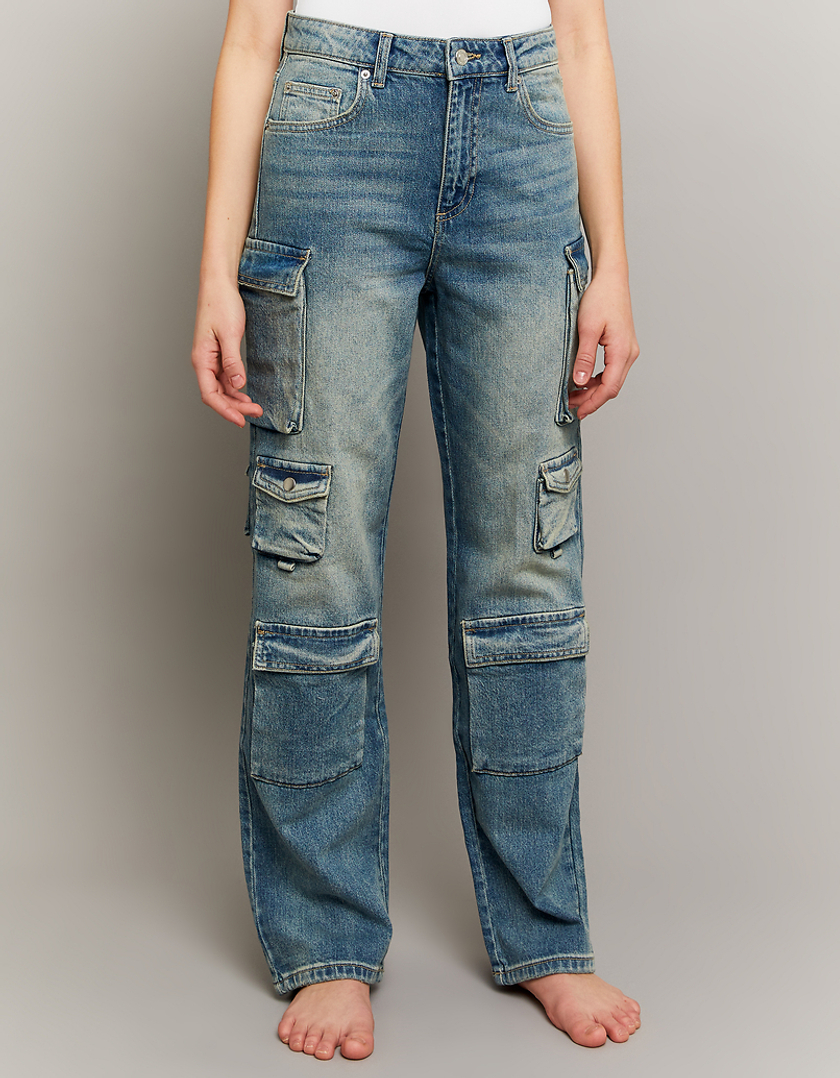 TALLY WEiJL, Mid Waist Multipocket Cargo Jeans for Women