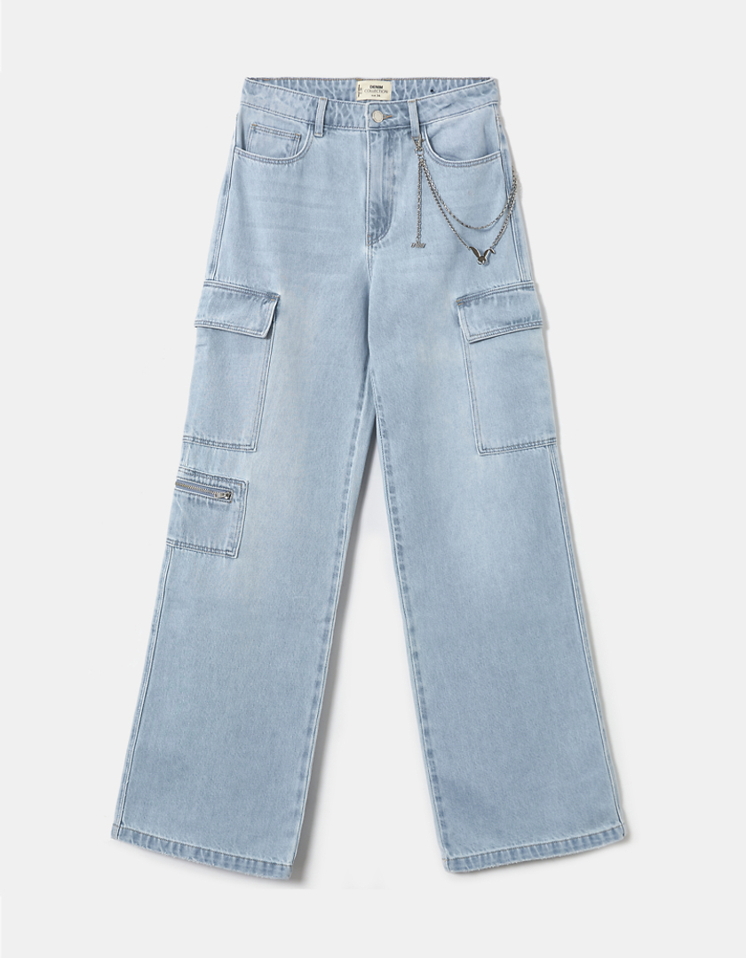TALLY WEiJL, Blaue High Waist Cargo Jeans for Women