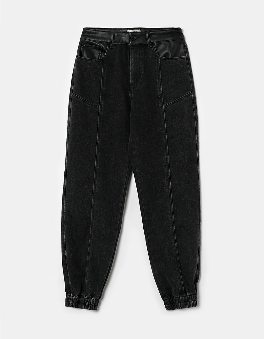 TALLY WEiJL, Schwarze High Waist Joggers Jeans for Women