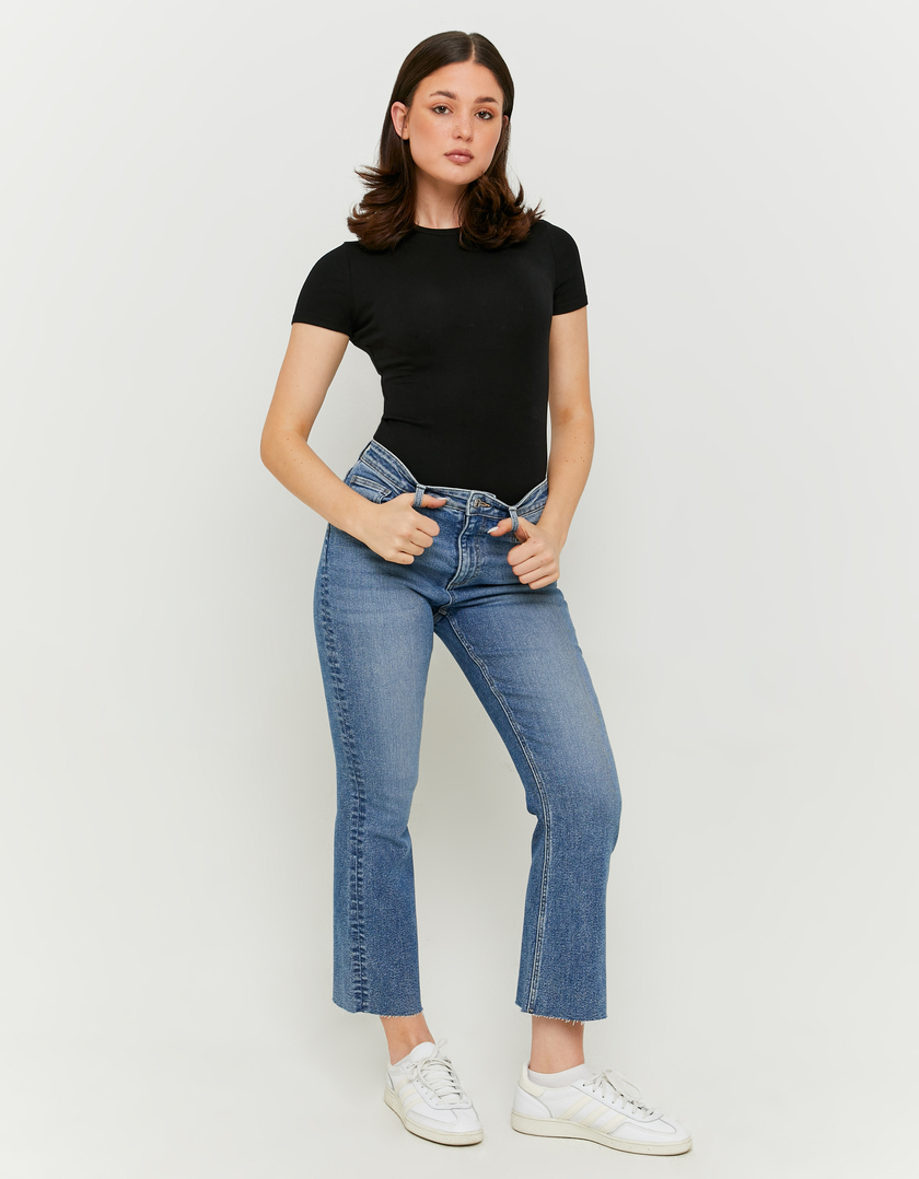 Jeans Cropped Flare a Vita Alta