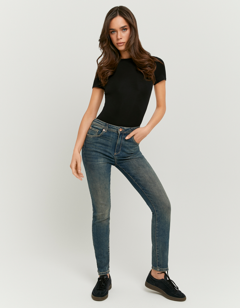 Jeans Skinny Push Up azzurri a vita media