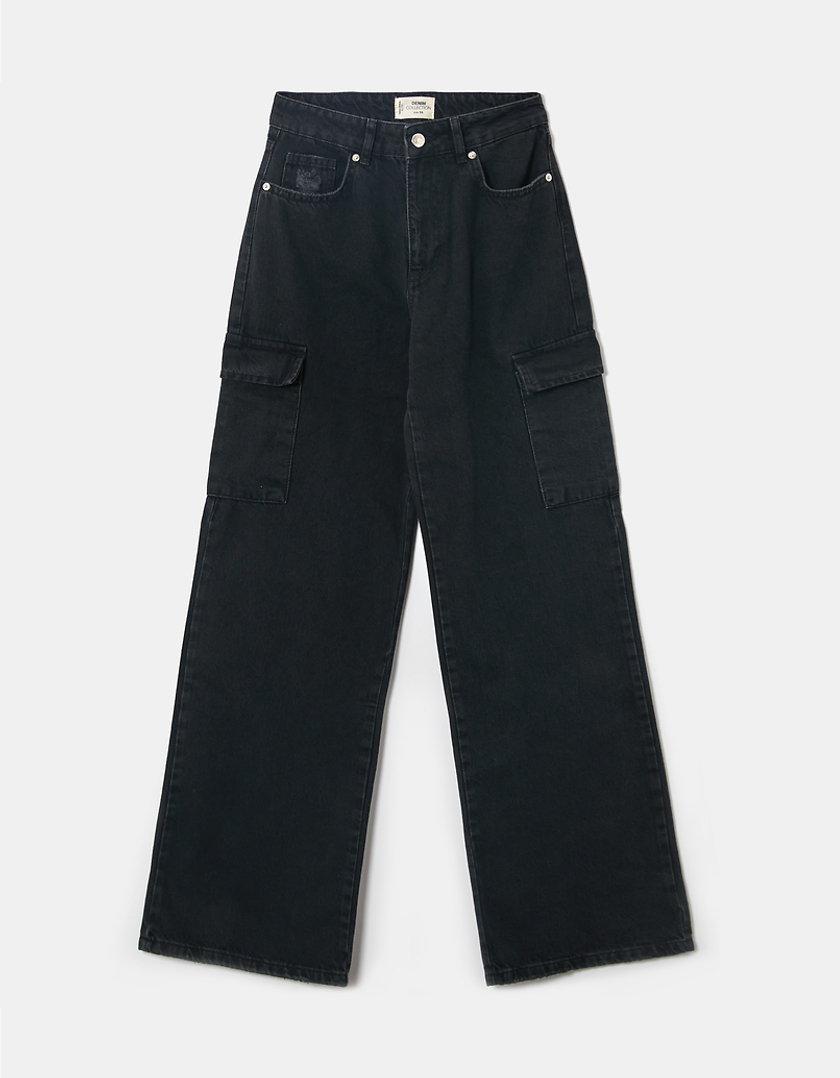 TALLY WEiJL, Black High Waist  Cargo Jeans for Women