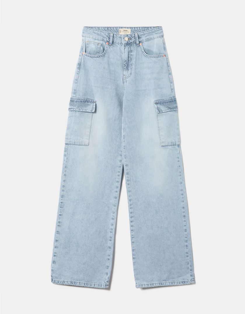 TALLY WEiJL, Blaue High Waist  Cargo Jeans for Women