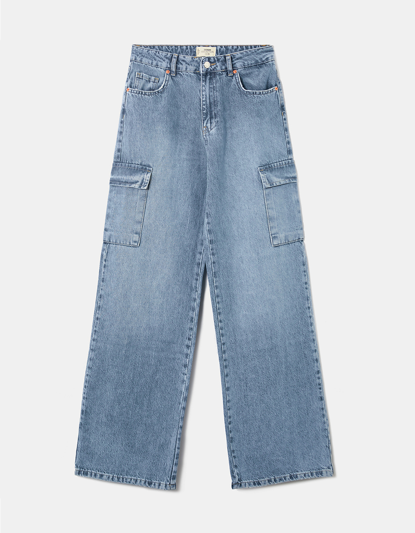 TALLY WEiJL, Blue High Waist  Cargo Jeans for Women