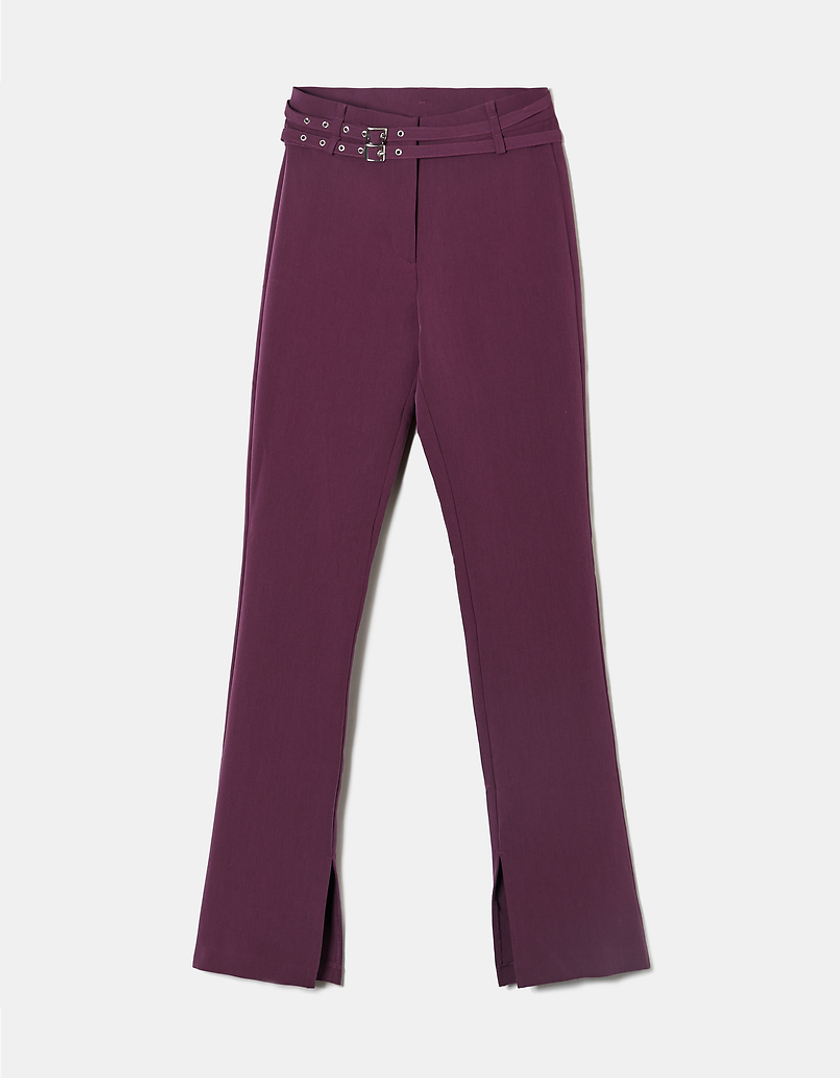 TALLY WEiJL, Burgundy Flare Trousers with Belt for Women