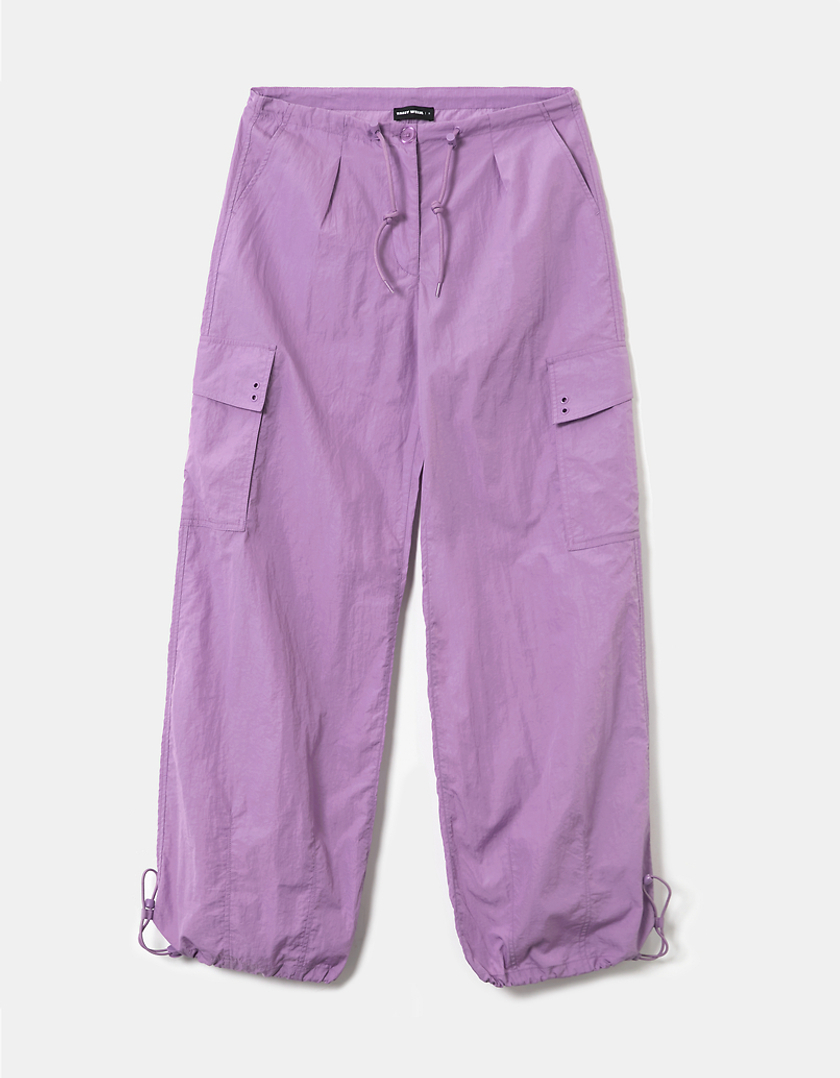 TALLY WEiJL, Mid Waist Purple Parachute Trousers for Women