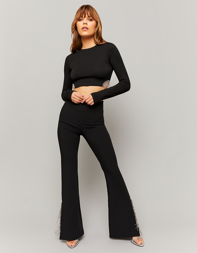 TALLY WEiJL, Black Tailoring Trousers with Strass for Women