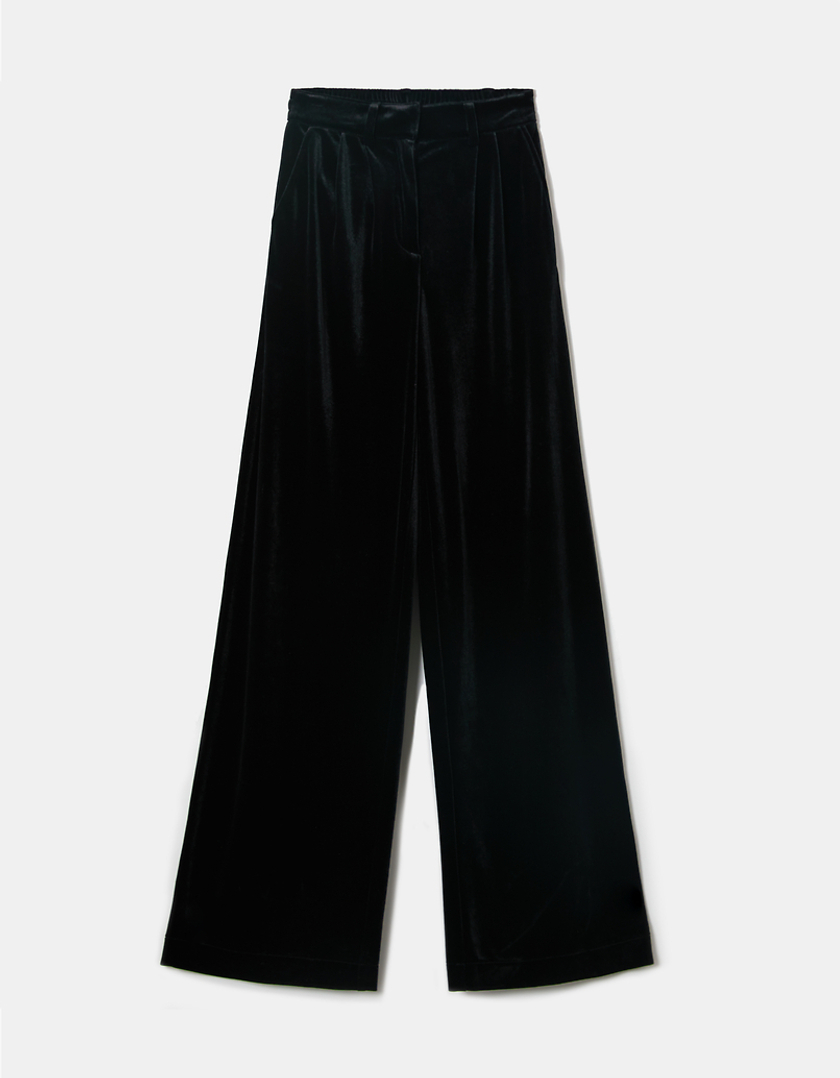 TALLY WEiJL, Czarne spodnie dzwony z aksamitu for Women