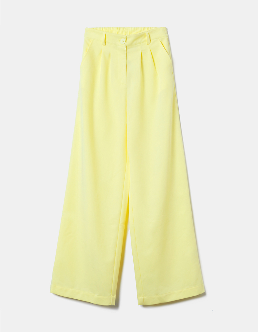 TALLY WEiJL, Żółte szerokie spodnie z wysokim stanem for Women