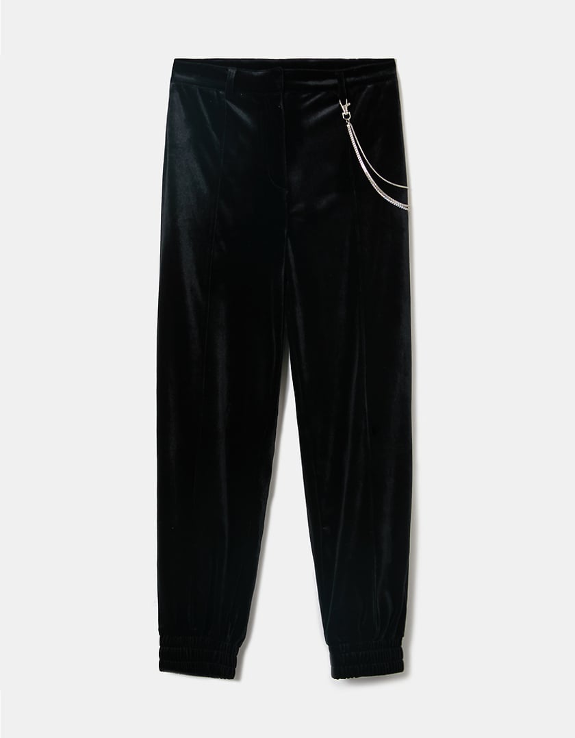 TALLY WEiJL, Black Slouchy Velvet Trousers With Chain for Women