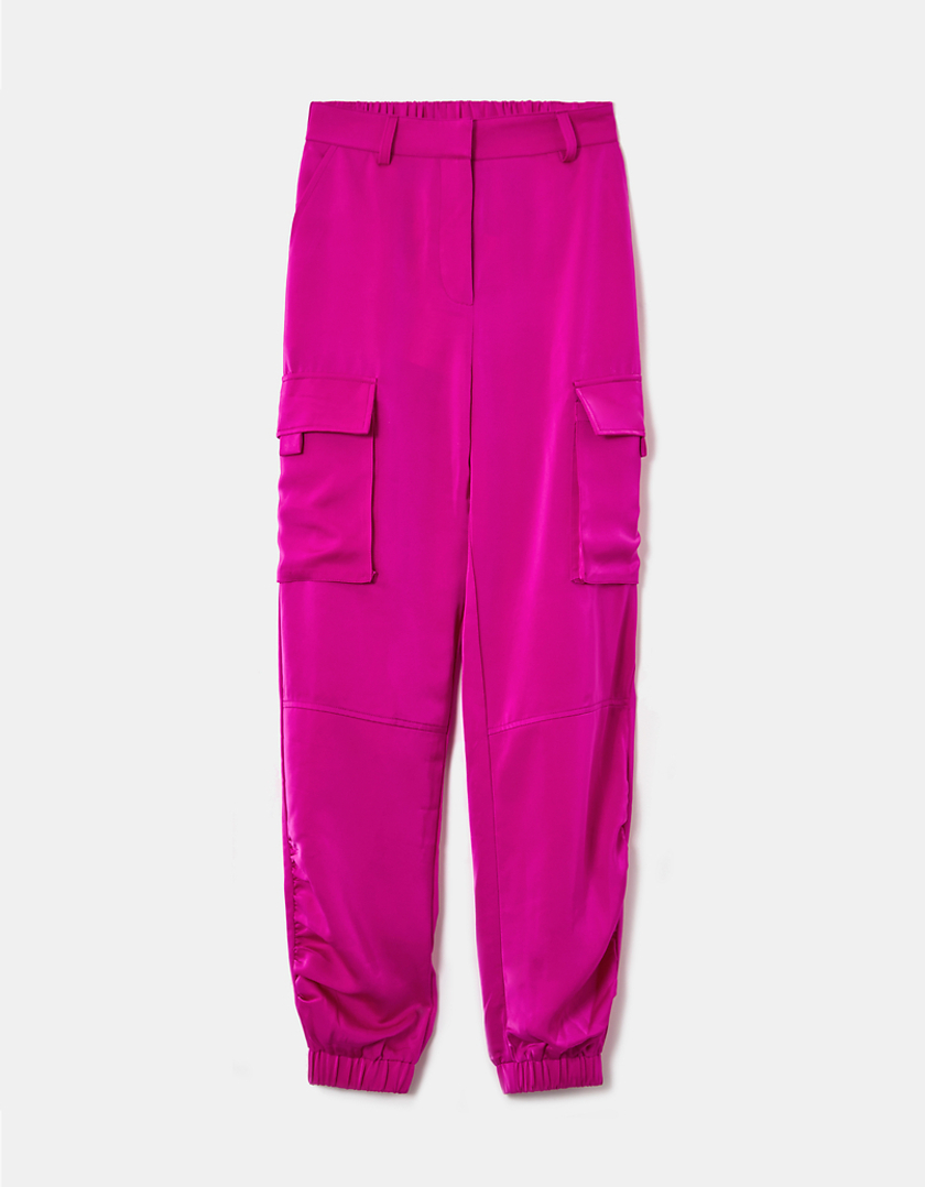 TALLY WEiJL, Różowe satynowe spodnie bojówki for Women