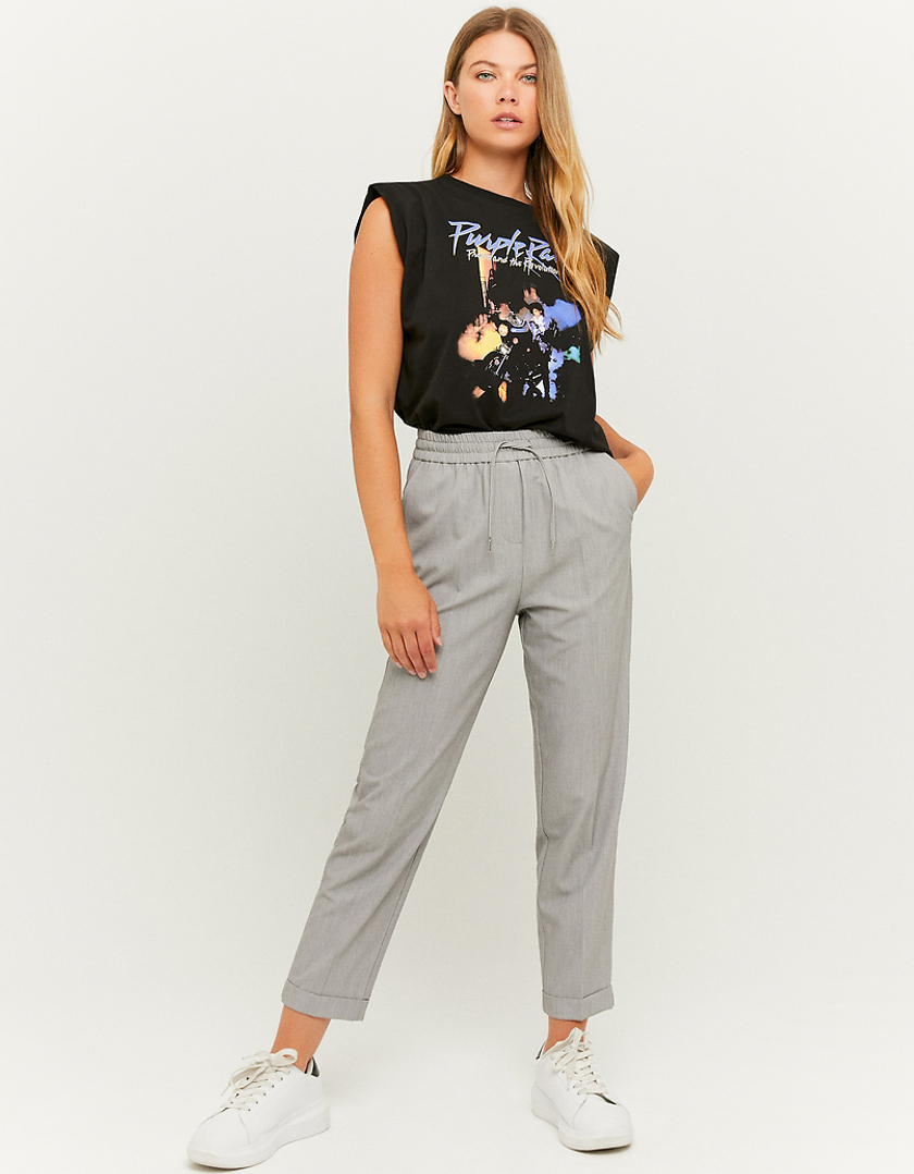 Grey High Waist Tapered Trousers