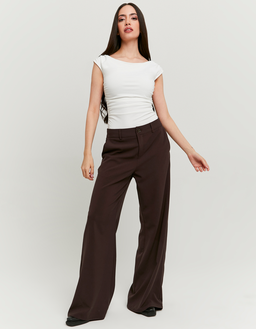 Pantaloni wide leg marroni