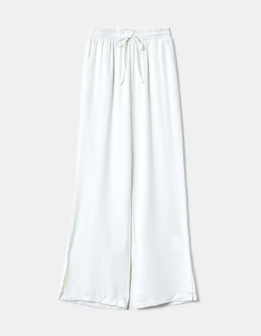 TALLY WEiJL, Pantalon Fleuri Jambe Large Taille Haute Blanc for Women