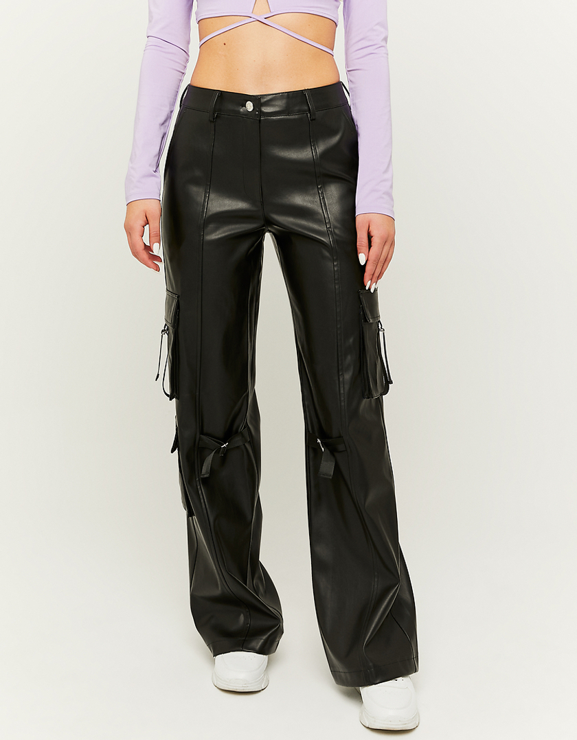 TALLY WEiJL, Black Faux Leather Trousers for Women