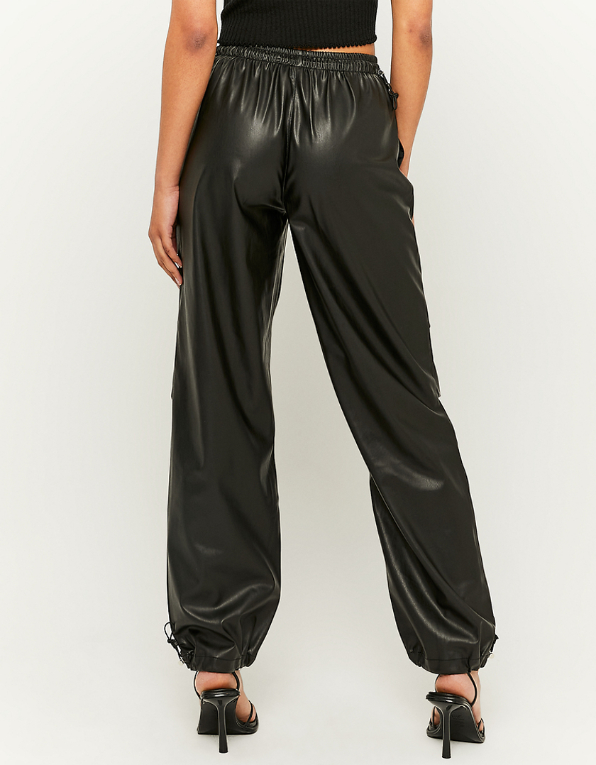 TALLY WEiJL, Black Faux Leather Parachute Trousers for Women