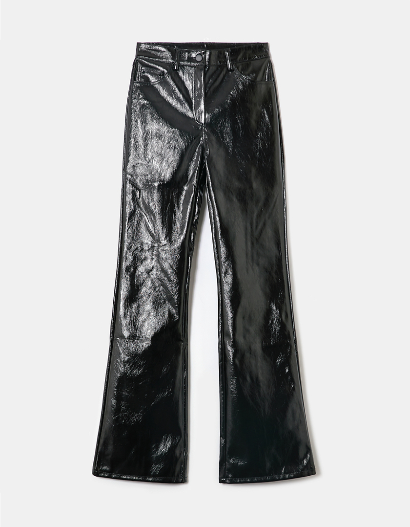 TALLY WEiJL, Black Straight Leg Vynil Trousers for Women