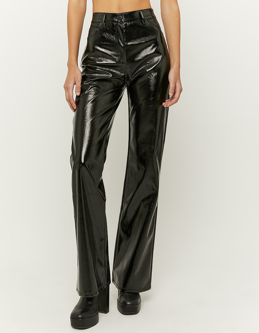 TALLY WEiJL, Black Straight Leg Vynil Trousers for Women