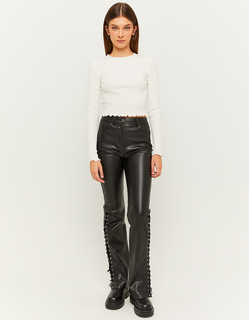 Buy RSVP by Nykaa Fashion Dark Brown Solid High Waisted Faux Leather Pants  Online