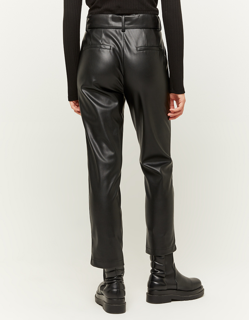 Faux leather straight leg split pants – Outfitbook.fr