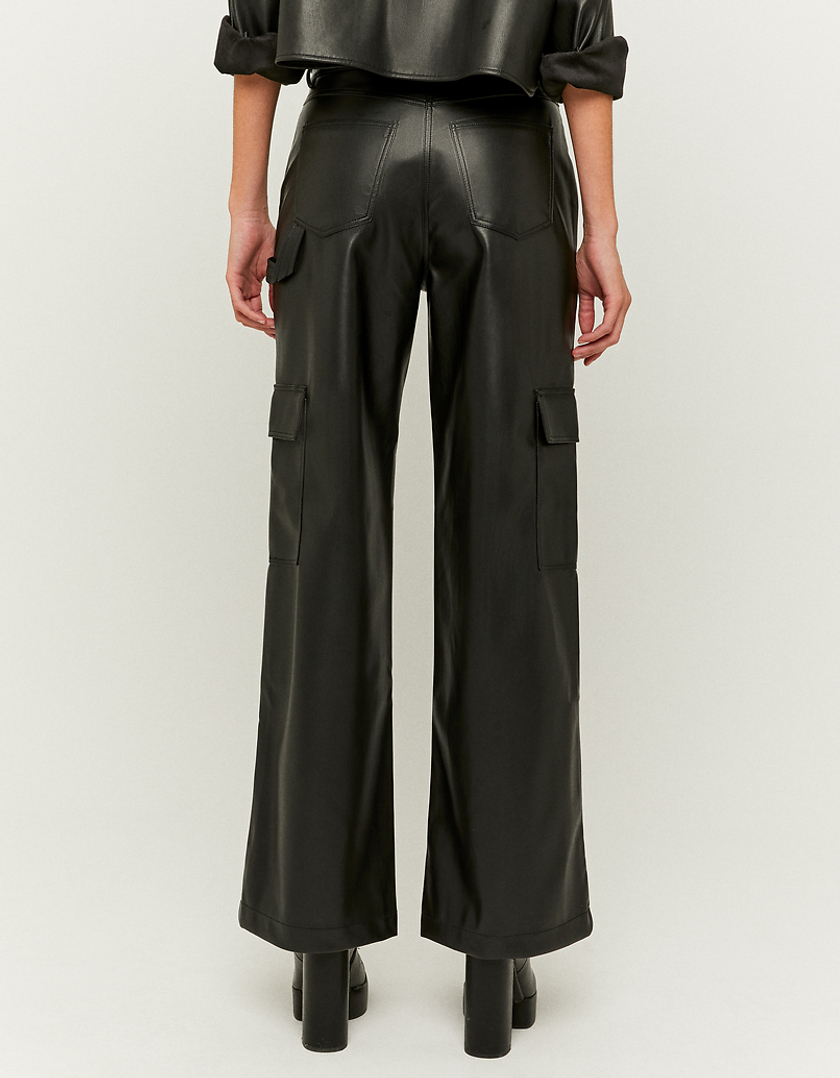 TALLY WEiJL, Black Faux Leather Cargo Trousers  for Women