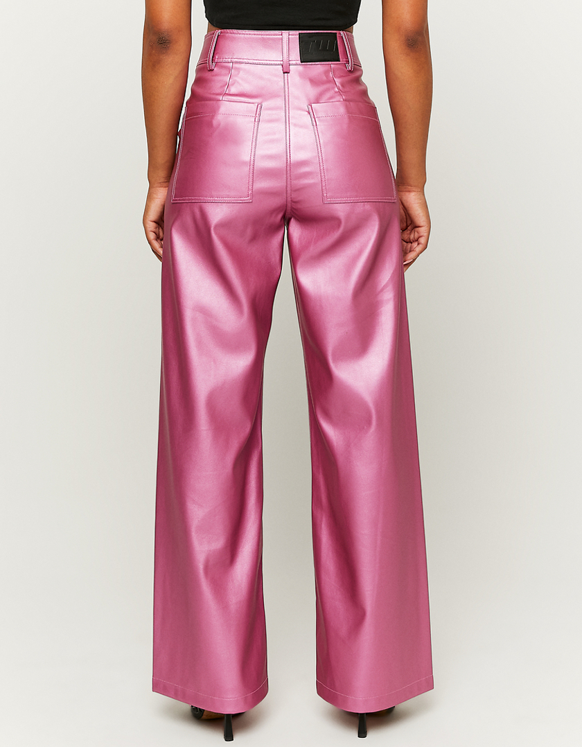 TALLY WEiJL, Metaliczne spodnie z szerokimi nogawkami ze skóry ekologicznej for Women