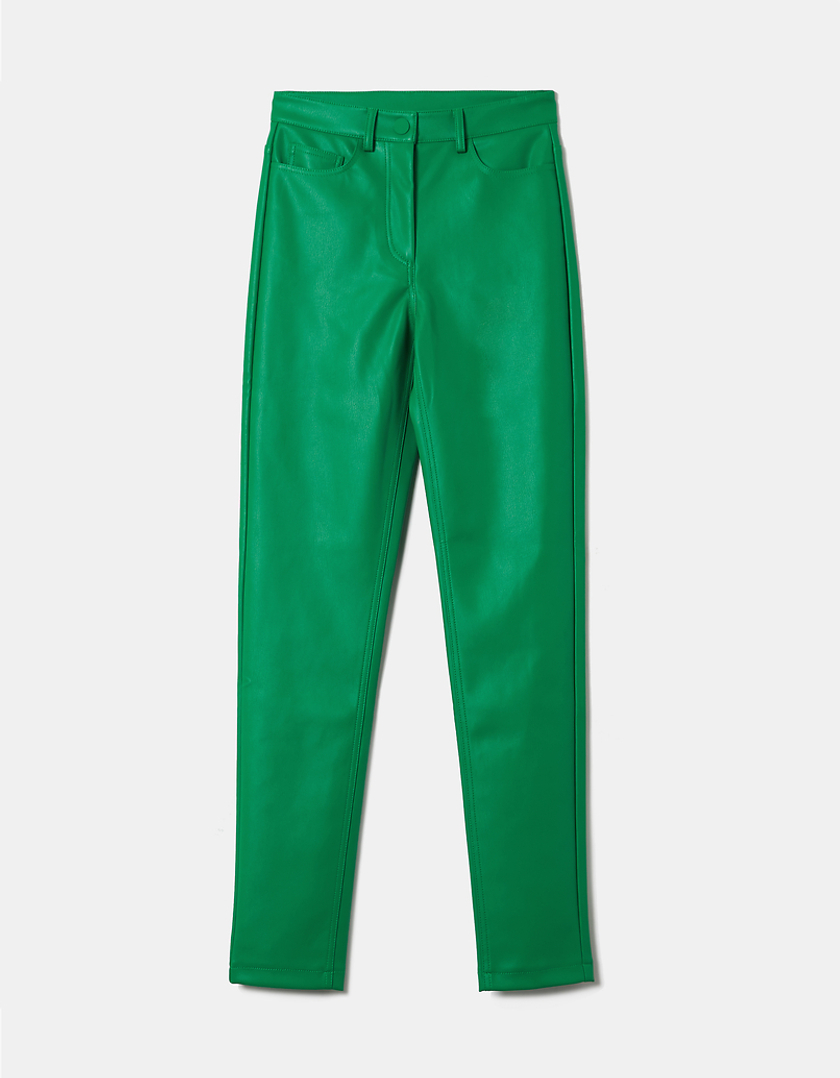 TALLY WEiJL, Zielone spodnie rurki z wysokim stanem for Women