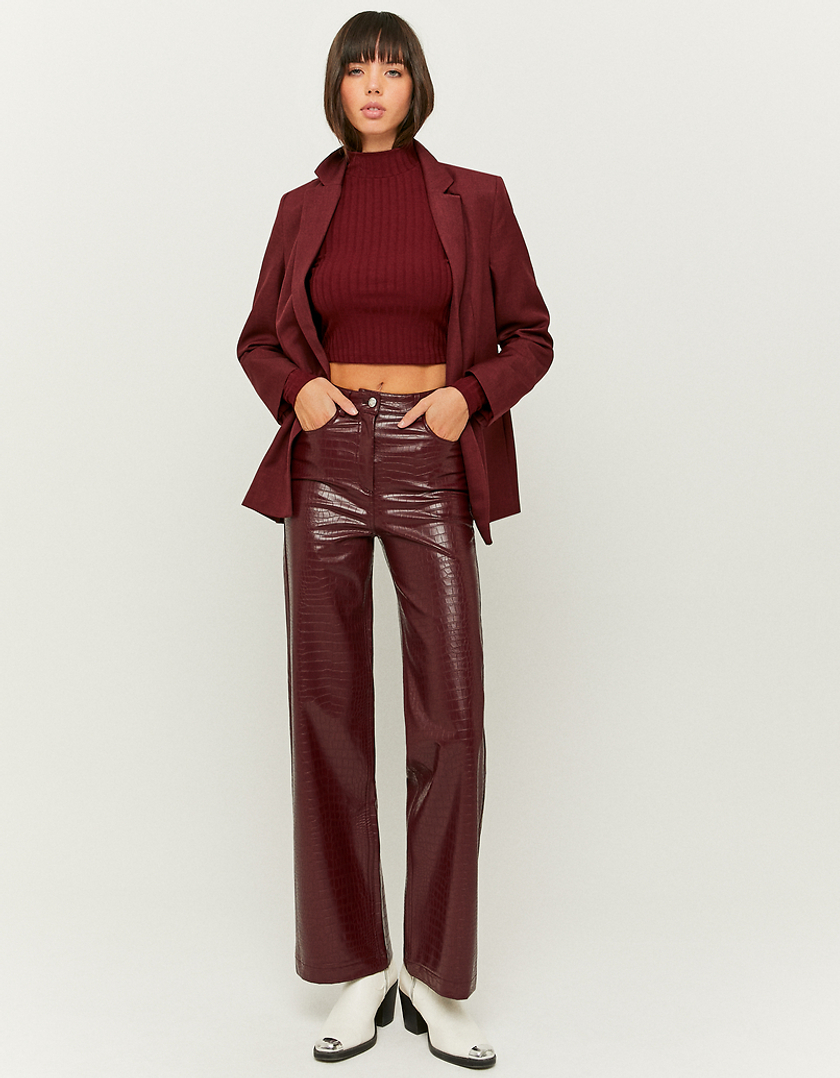 TALLY WEiJL, Burgundy Crocodile Faux Leather Trousers  for Women