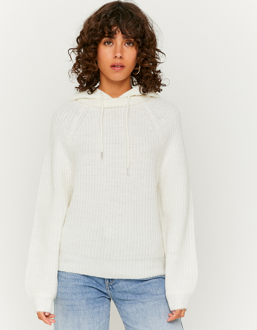 TALLY WEiJL, Biały sweter Basic z kapturem for Women