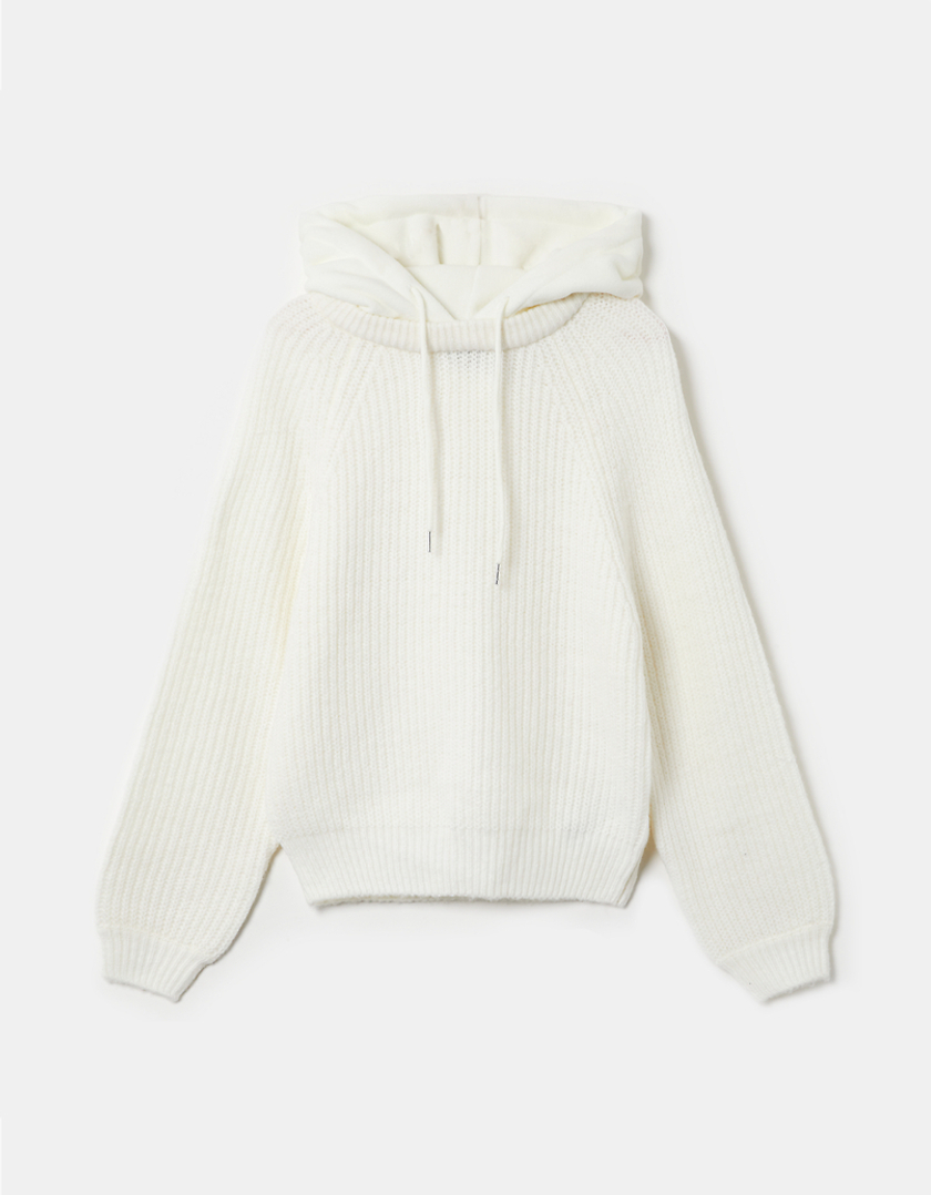 TALLY WEiJL, Biały sweter Basic z kapturem for Women